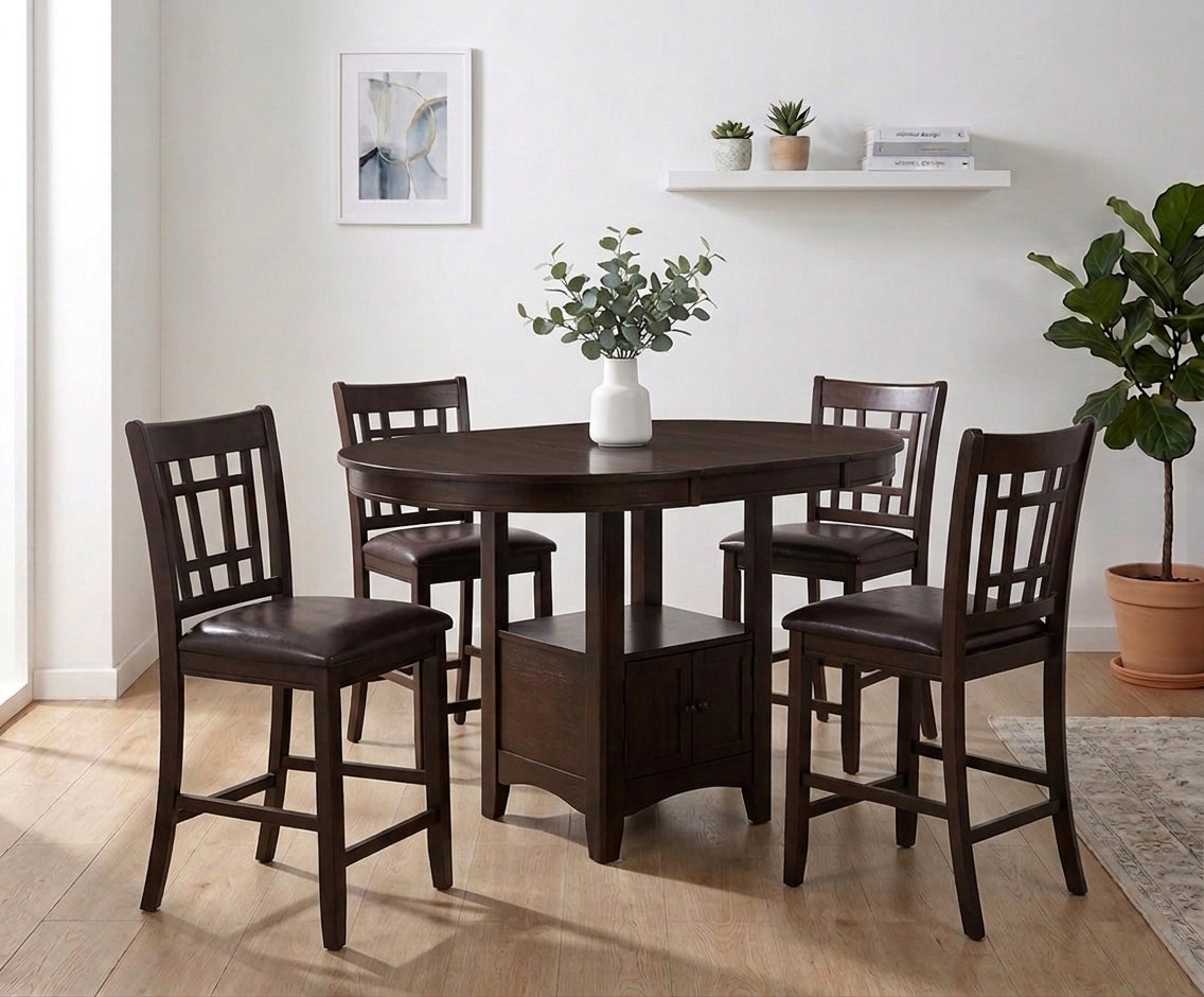 Heritage Storage Counter Dining Set – 4 Seater