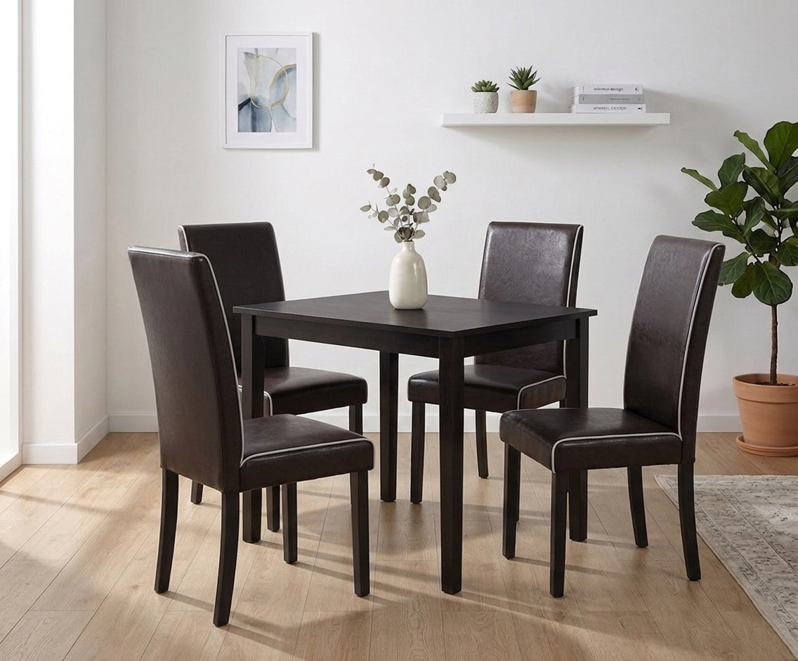 Luxe Espresso Dining Set – 4 Seater