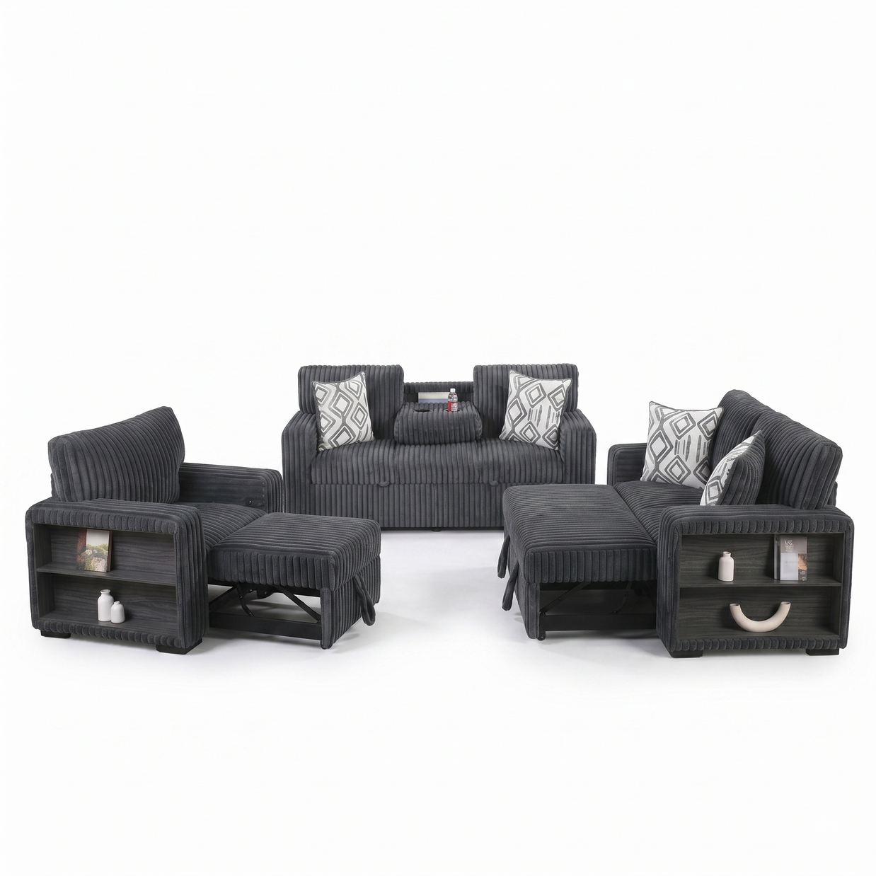 Luxury Convertible Fabric Sofa Set