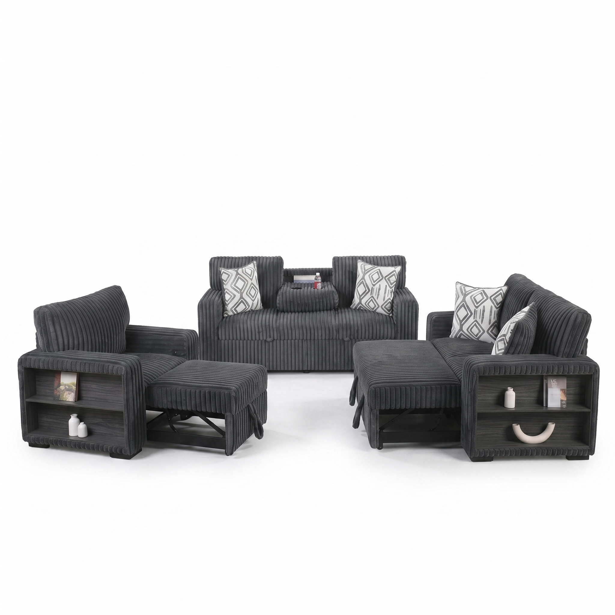 Luxury Convertible Fabric Sofa Set
