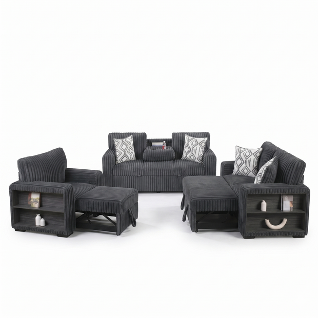 Luxury Convertible Fabric Sofa Set