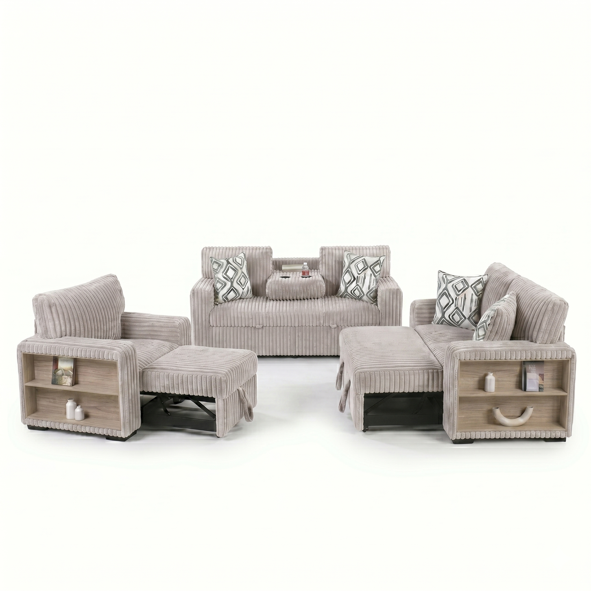 Luxury Convertible Fabric Sofa Set
