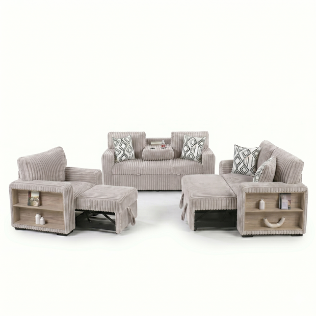 Luxury Convertible Fabric Sofa Set