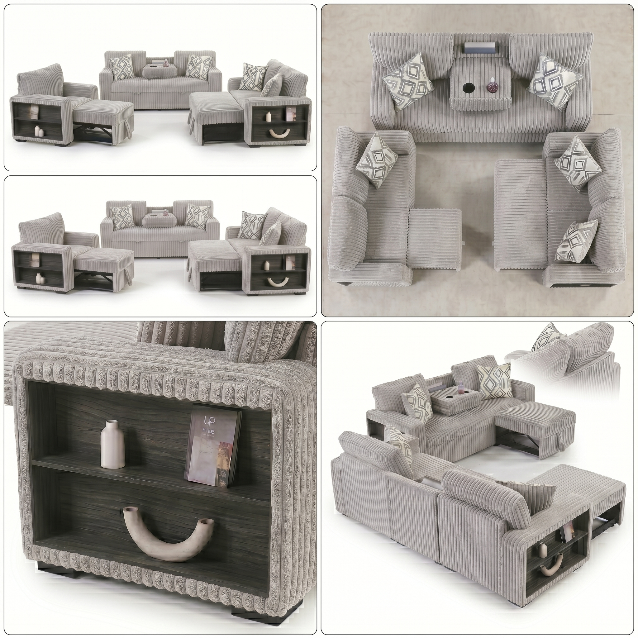 Luxury Convertible Fabric Sofa Set