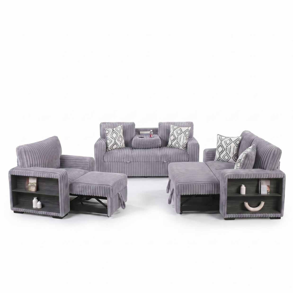 Luxury Convertible Fabric Sofa Set