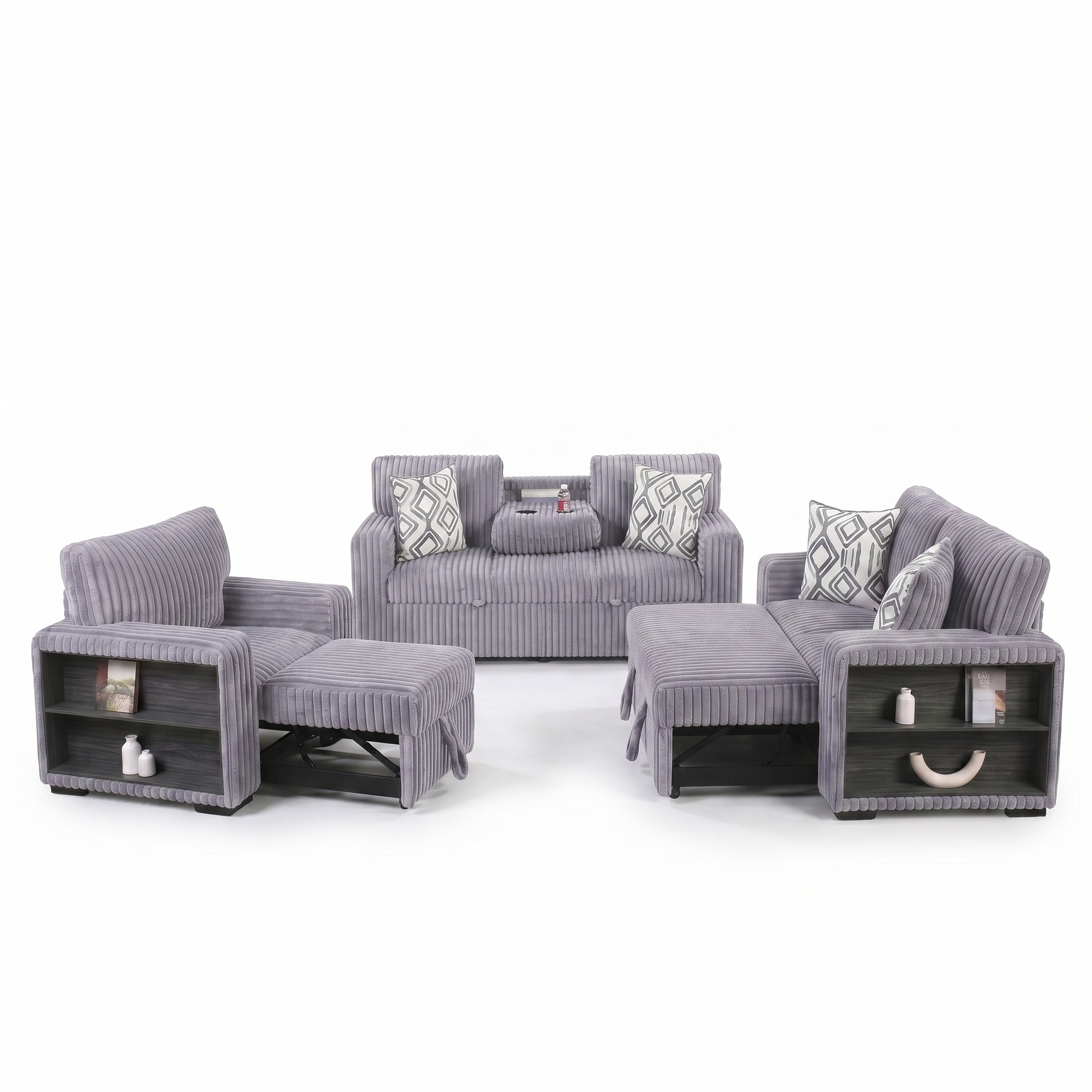 Luxury Convertible Fabric Sofa Set