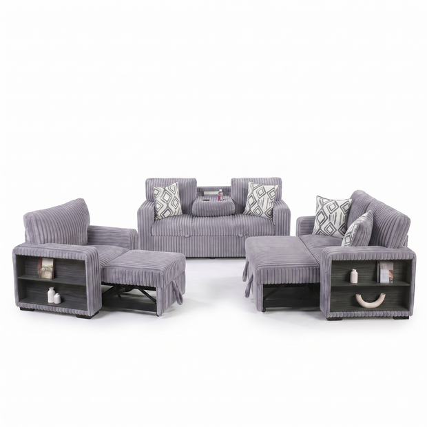 Luxury Convertible Fabric Sofa Set