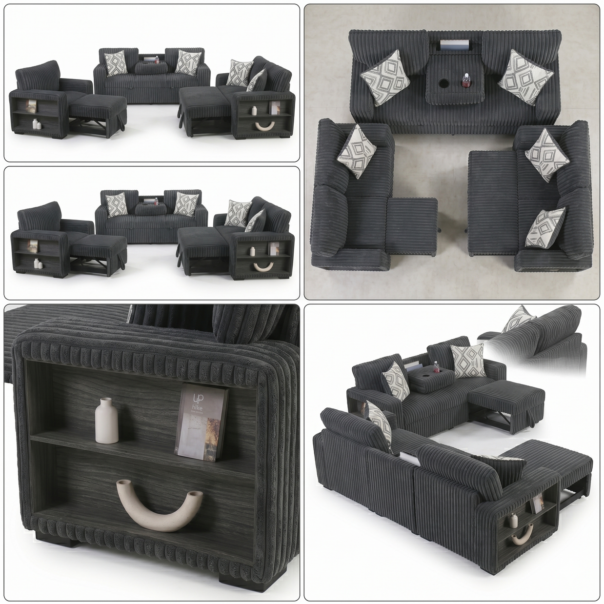 Luxury Convertible Fabric Sofa Set