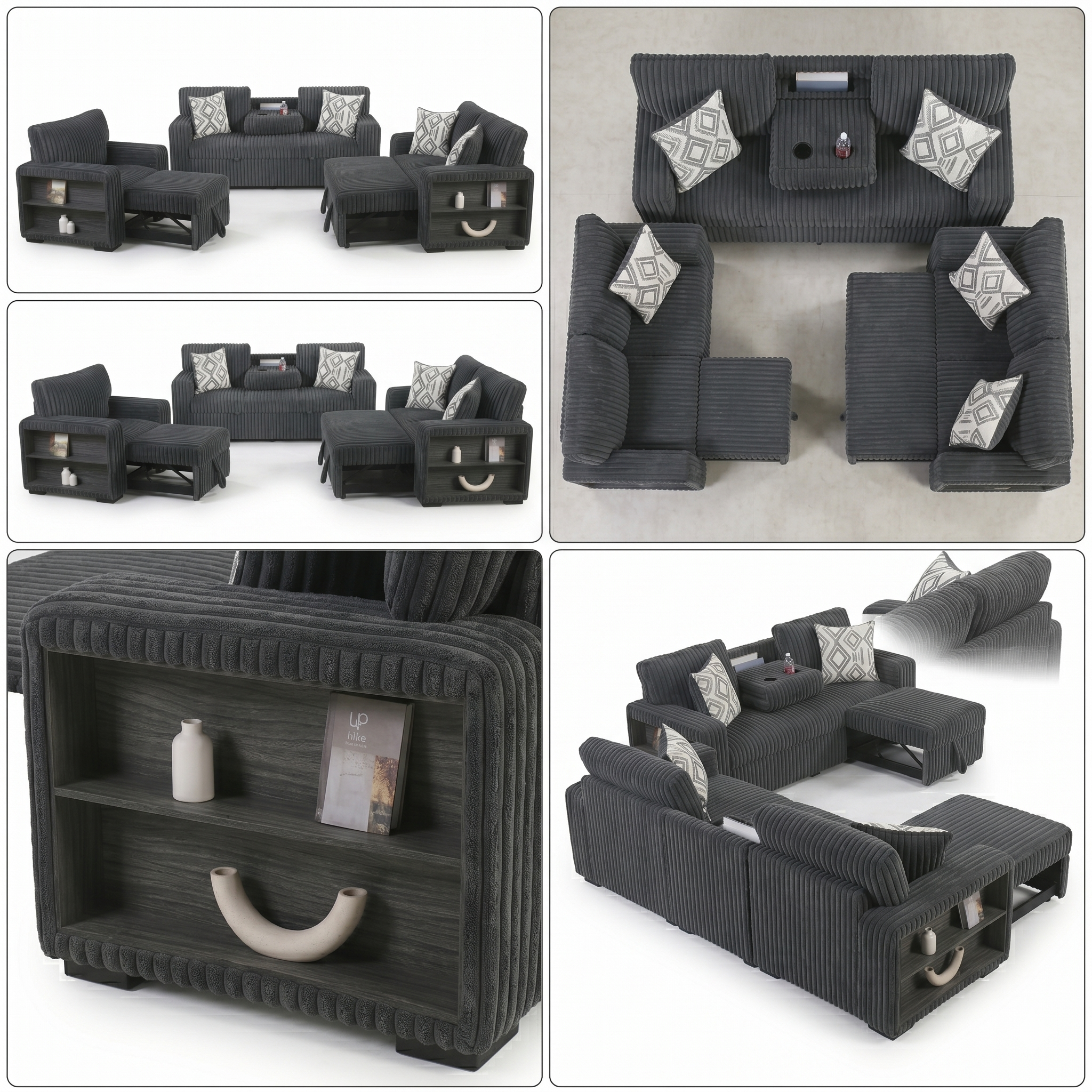 Luxury Convertible Fabric Sofa Set