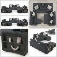 Luxury Convertible Fabric Sofa Set
