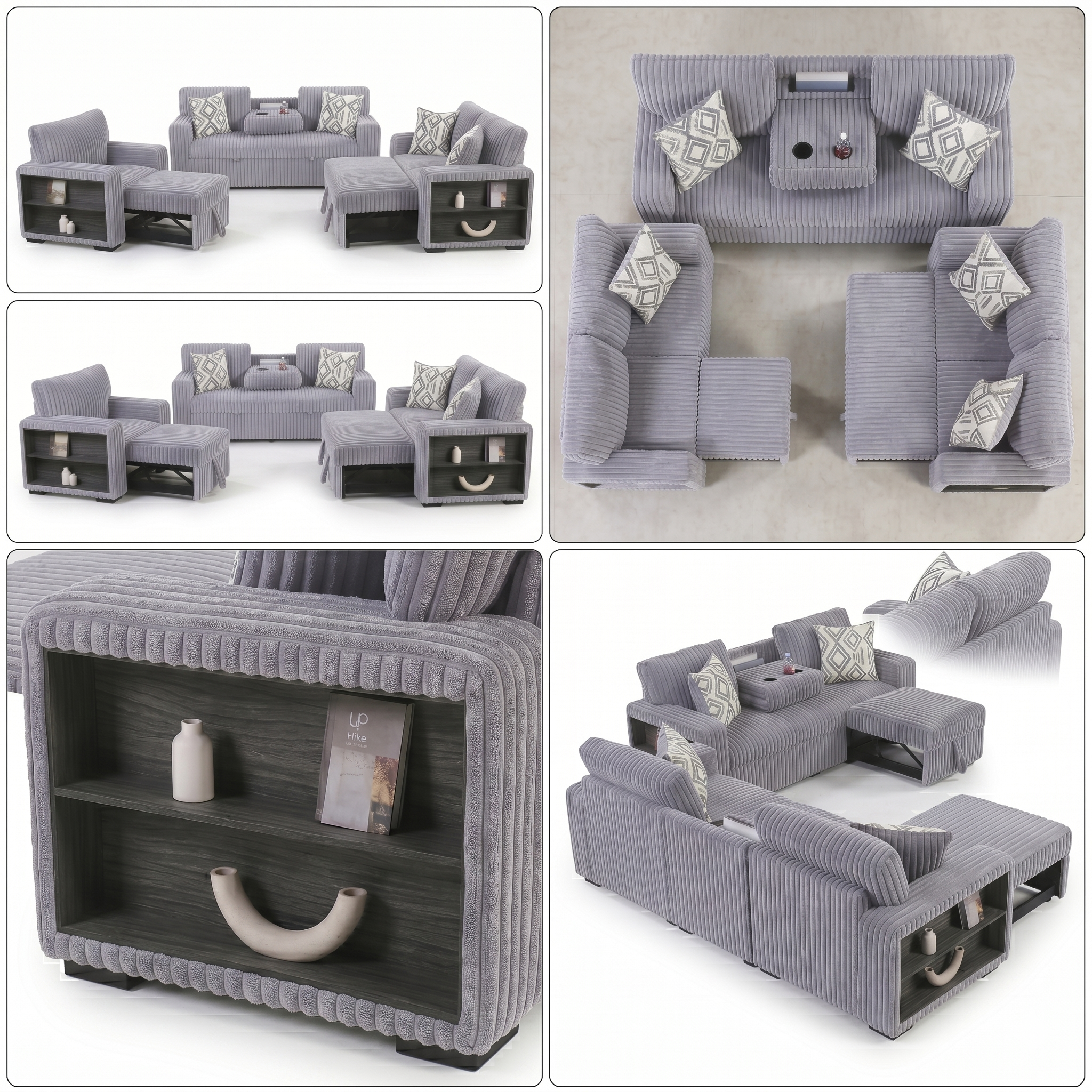 Luxury Convertible Fabric Sofa Set