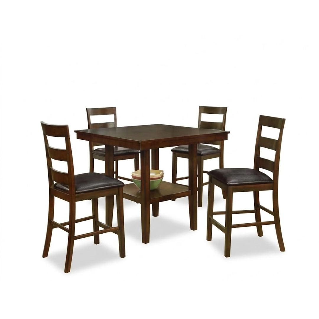 Modern Walnut Counter Dining Set – 4 Seater