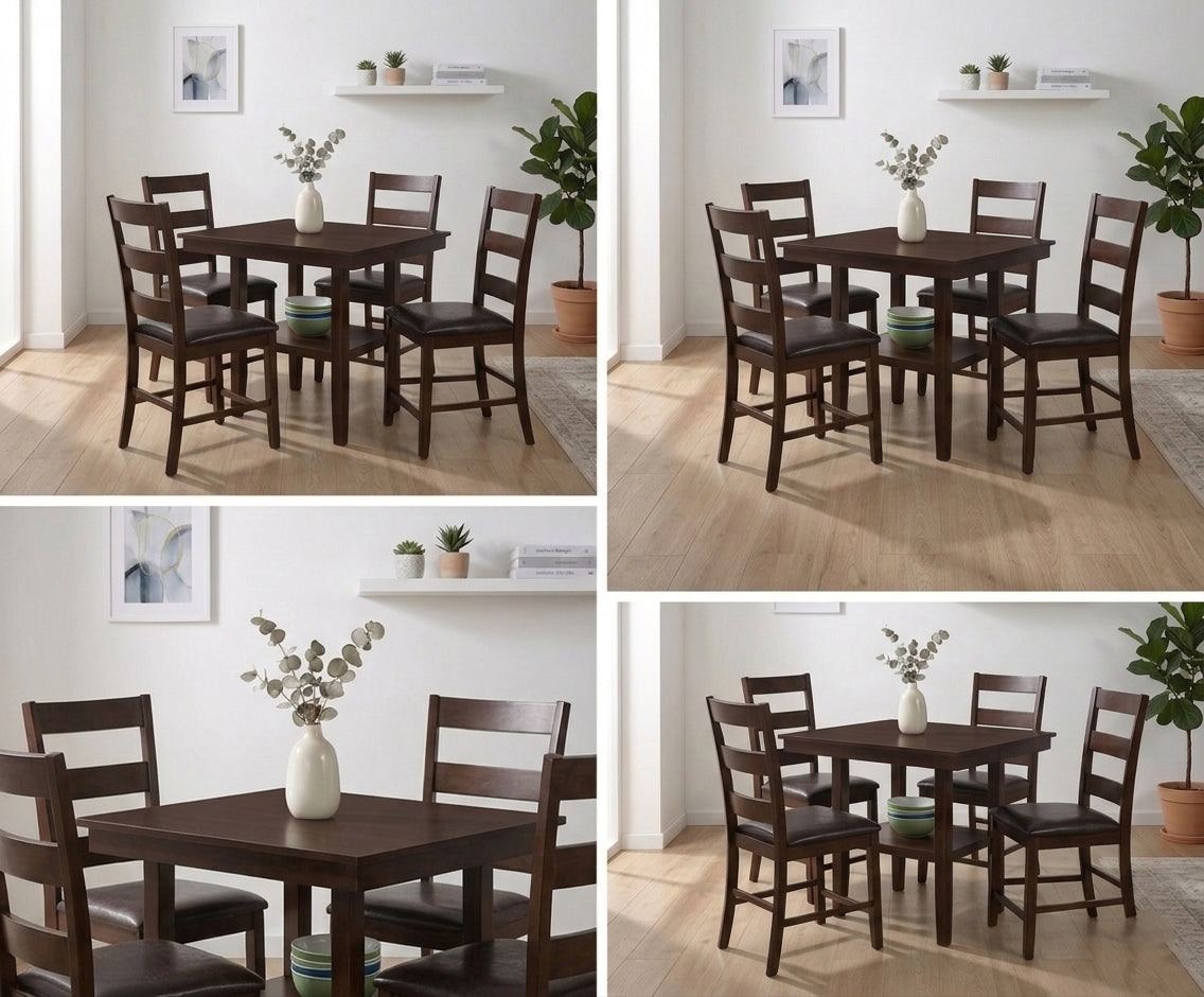Modern Walnut Counter Dining Set – 4 Seater