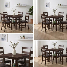 Modern Walnut Counter Dining Set – 4 Seater