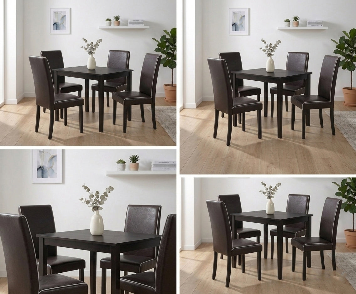 Luxe Espresso Dining Set – 4 Seater