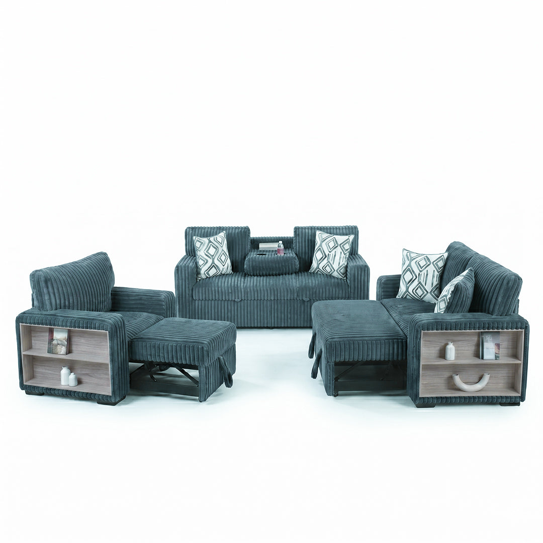 Luxury Convertible Fabric Sofa Set