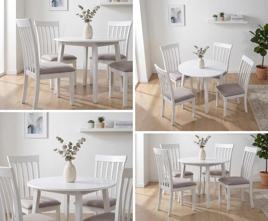 Modern 4-Seater Round Dining Table Set